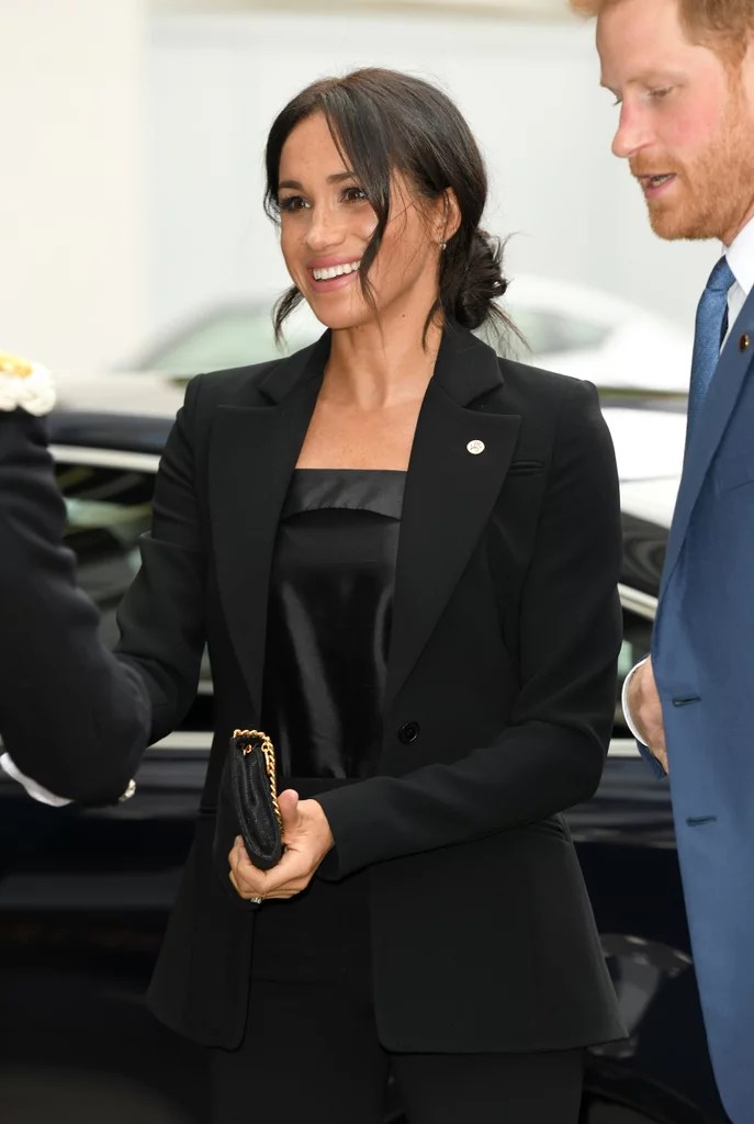 Meghan Markle in a Black Suit at WellChild Awards Sept. 2018 POPSUGAR