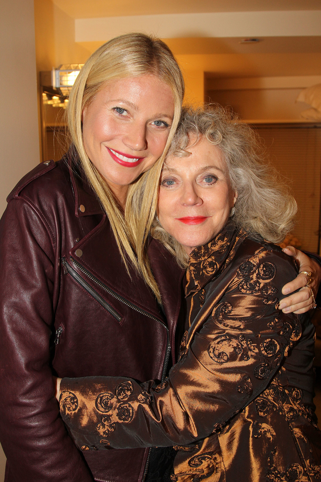 Paltrow gave her mom Blythe Danner a big hug after watching