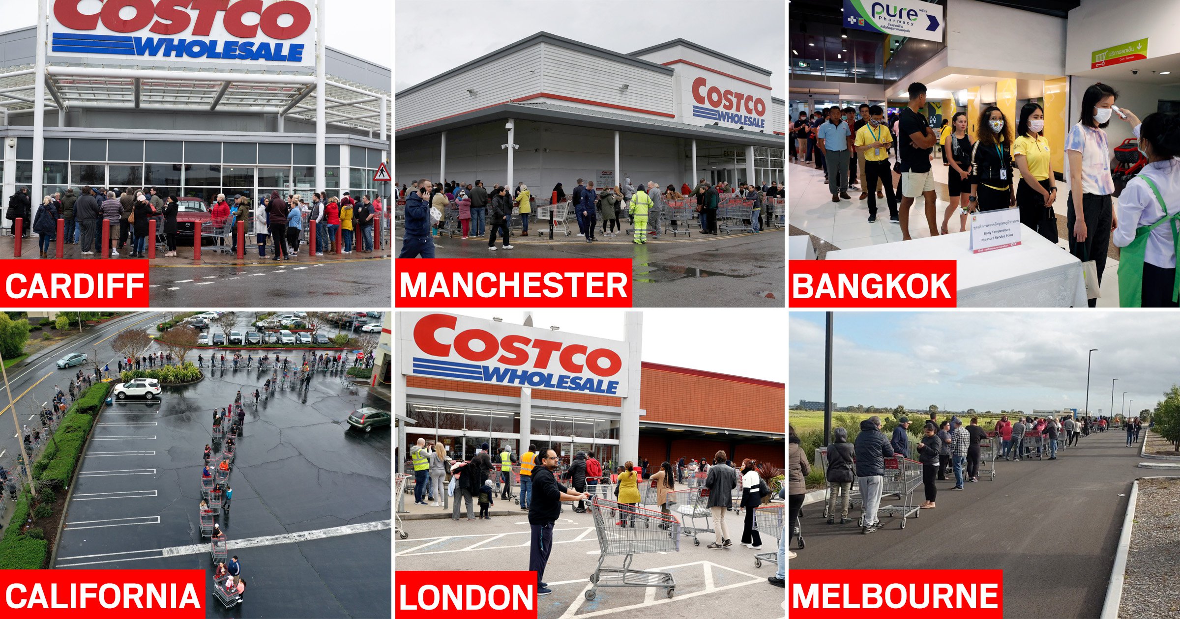 Huge Panic Buying Queue Outside Costco As Coronavirus Fear Grips
