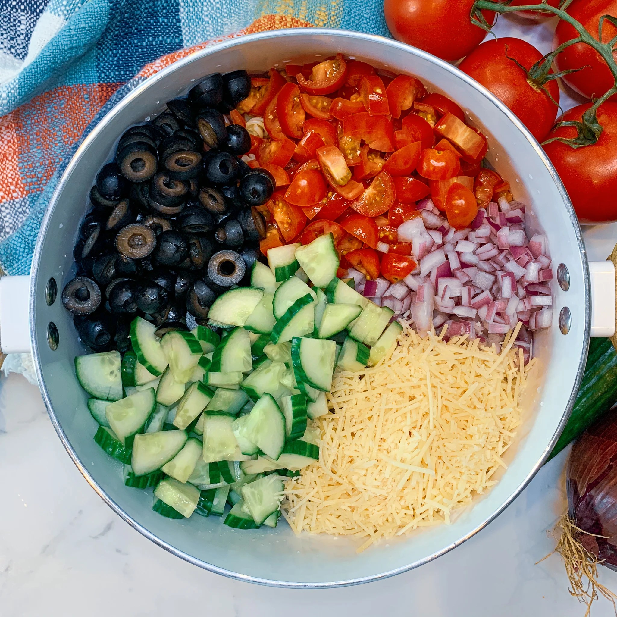 chopped veggies and cheese