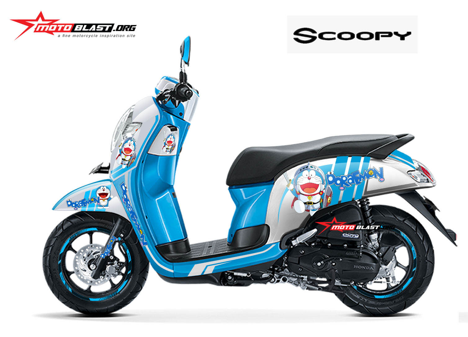 Modifikasi Motor Scoopy 2019 Warna Hitam Putih