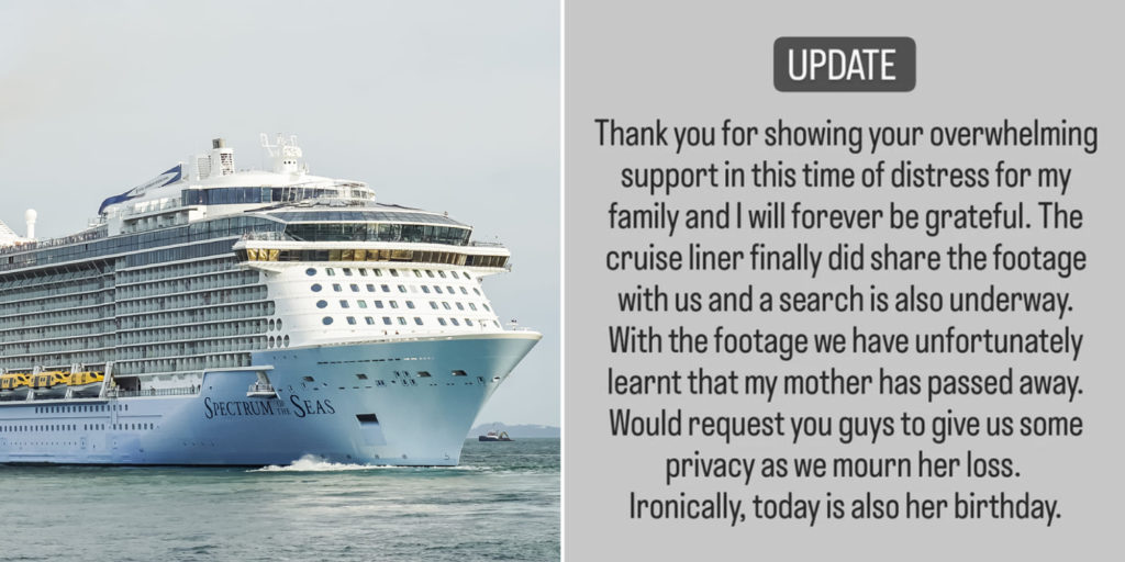 Son Of Passenger Who Fell Off Royal Caribbean Cruise Ship Says She Has