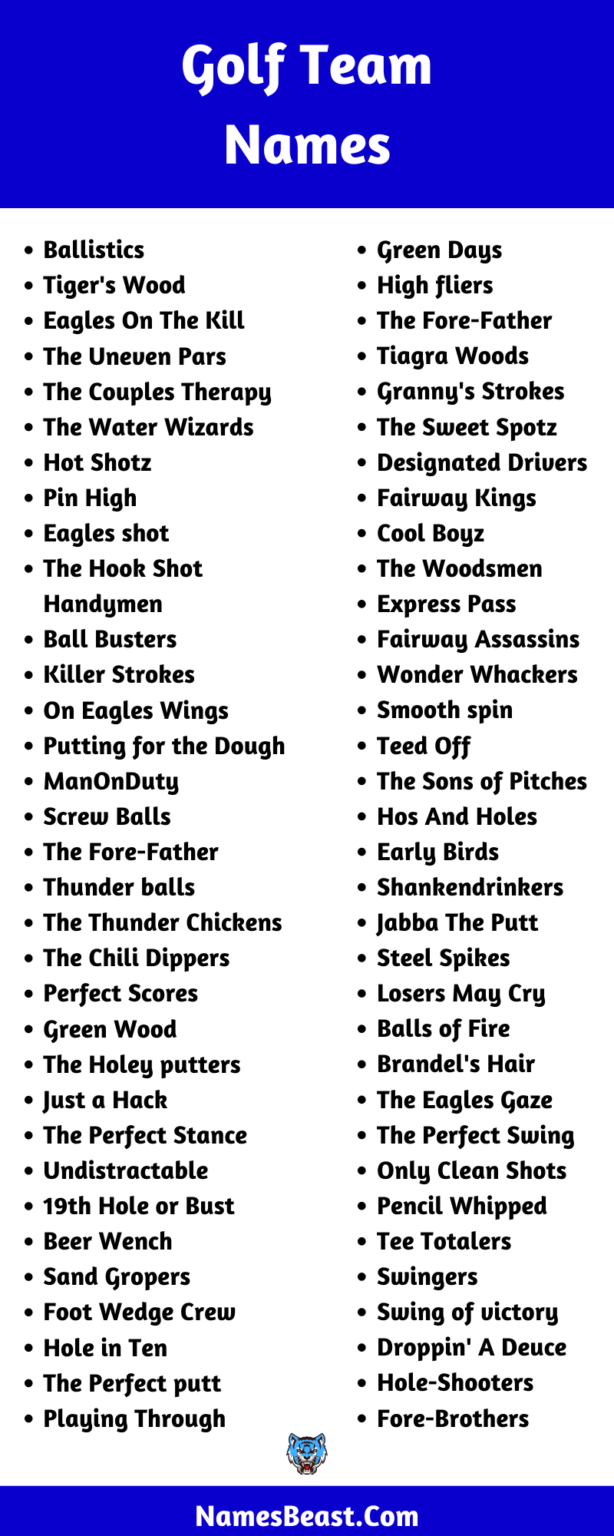 Golf Team Names [2022] 650+ Funny, Good, Cool, Clever Team Name Ideas