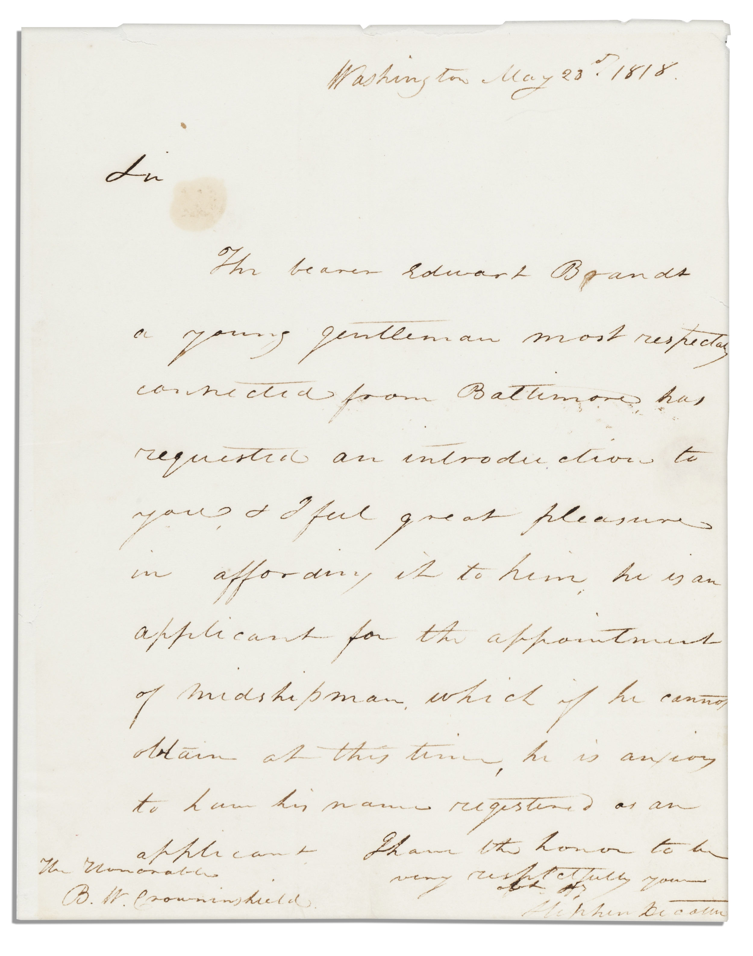 Lot Detail Stephen Decatur Autograph Letter of