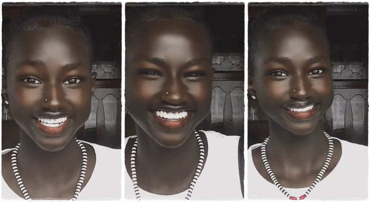 "You Are Too Beautiful" Lady With Enchanting Beauty Flaunts Extremely Black Skin, Video Goes