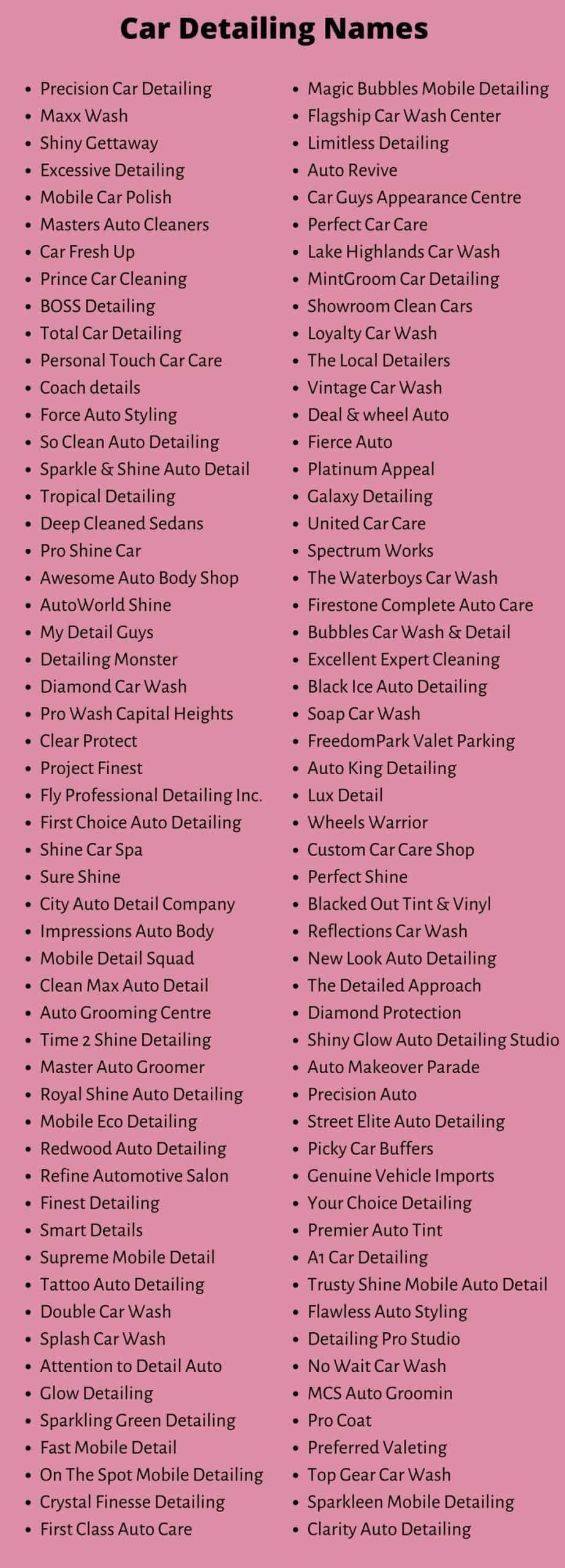 Car Detailing Names 770+ Catchy, Funny and Creative Ideas