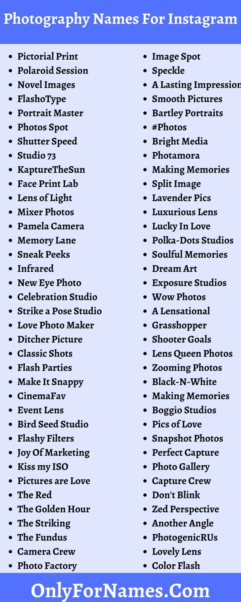 Photography Names For Instagram To Attract Everyone