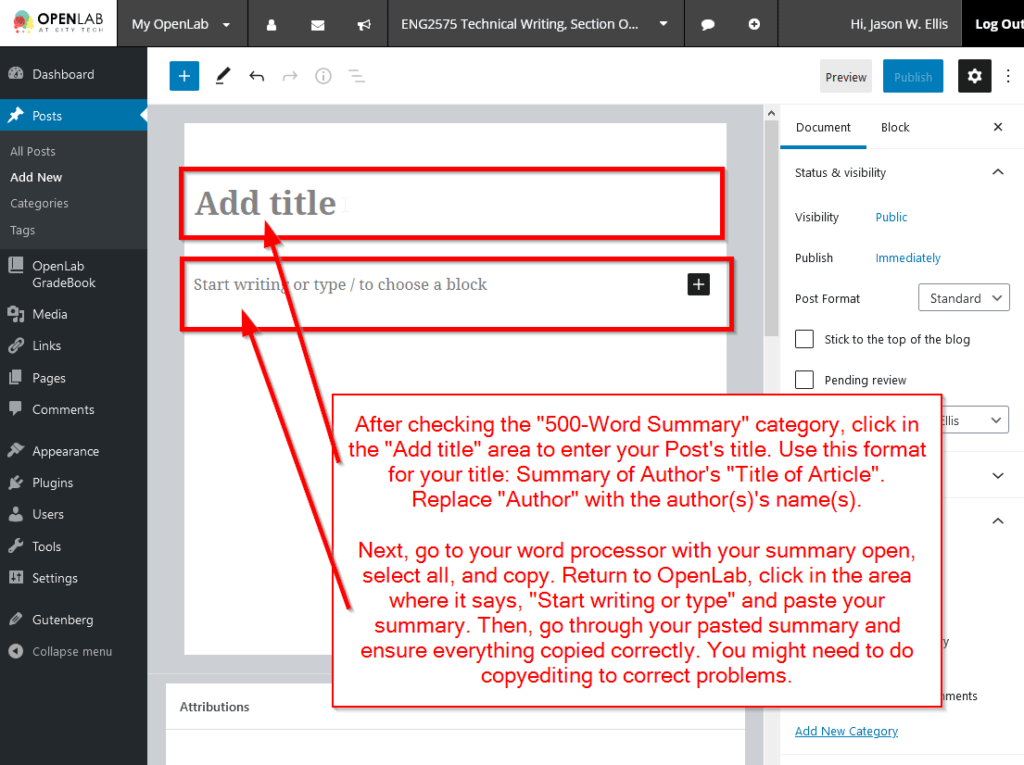 How to Submit Your 500Word Summary, Week 4 ENG2575 OL83