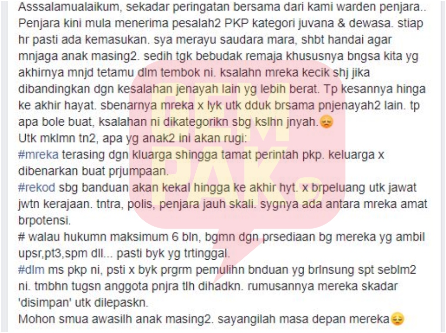 Pesanan Warden Penjara Covid