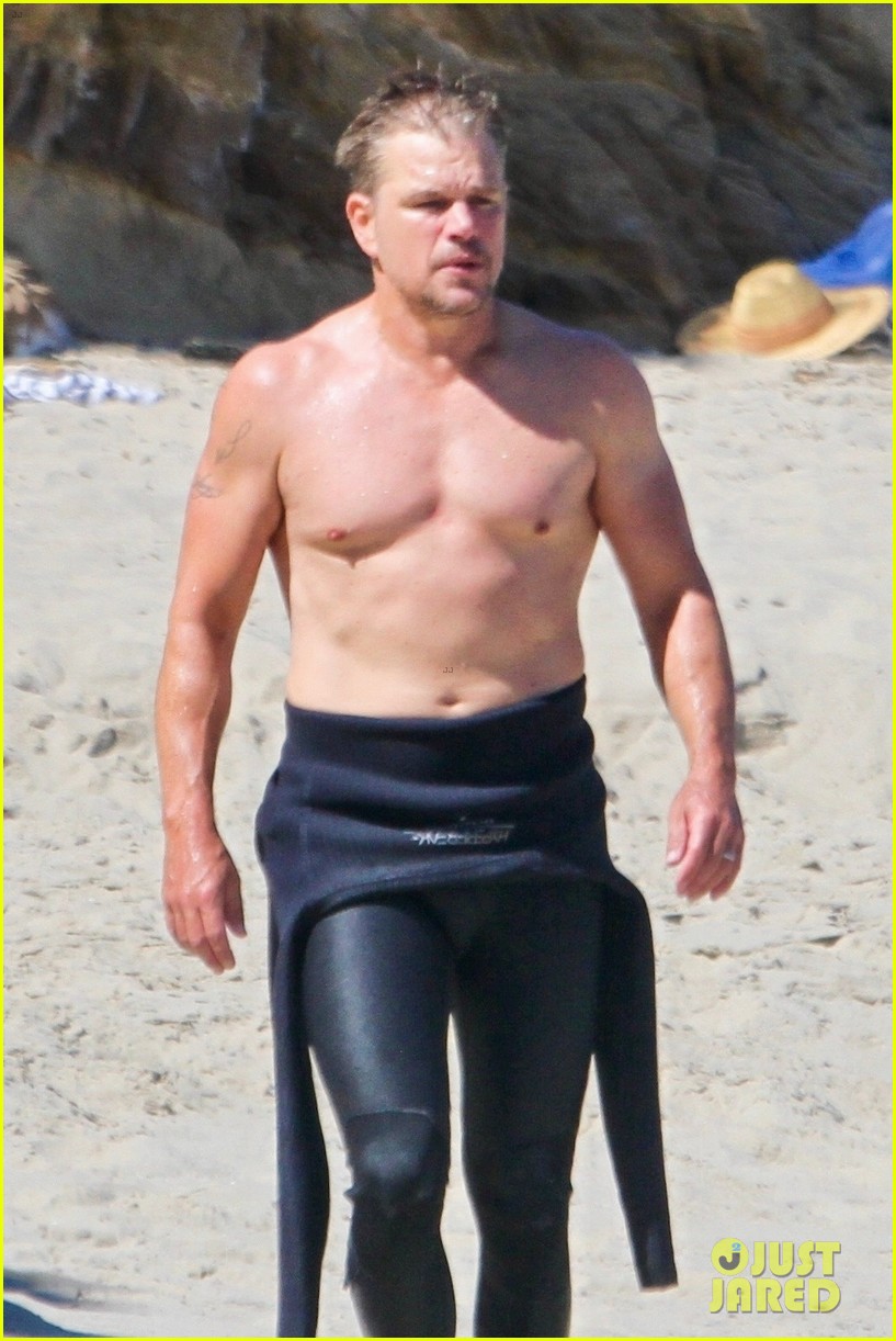 Matt Damon Shows Off His Fit Physique During Day at the Beach Photo