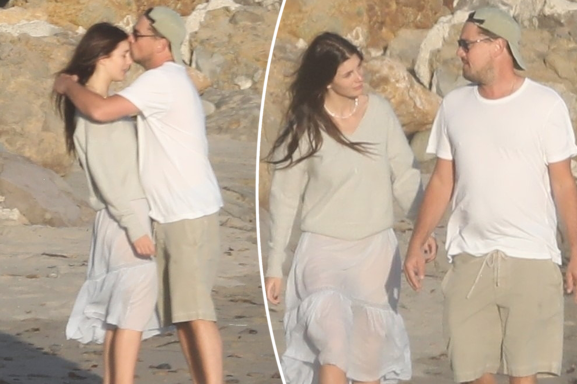 Leonardo DiCaprio appears to comfort Camila Morrone on the beach The