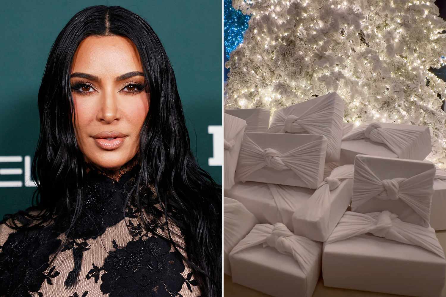 Kim Kardashian Wraps Her Christmas Gifts in White Cotton Fabric
