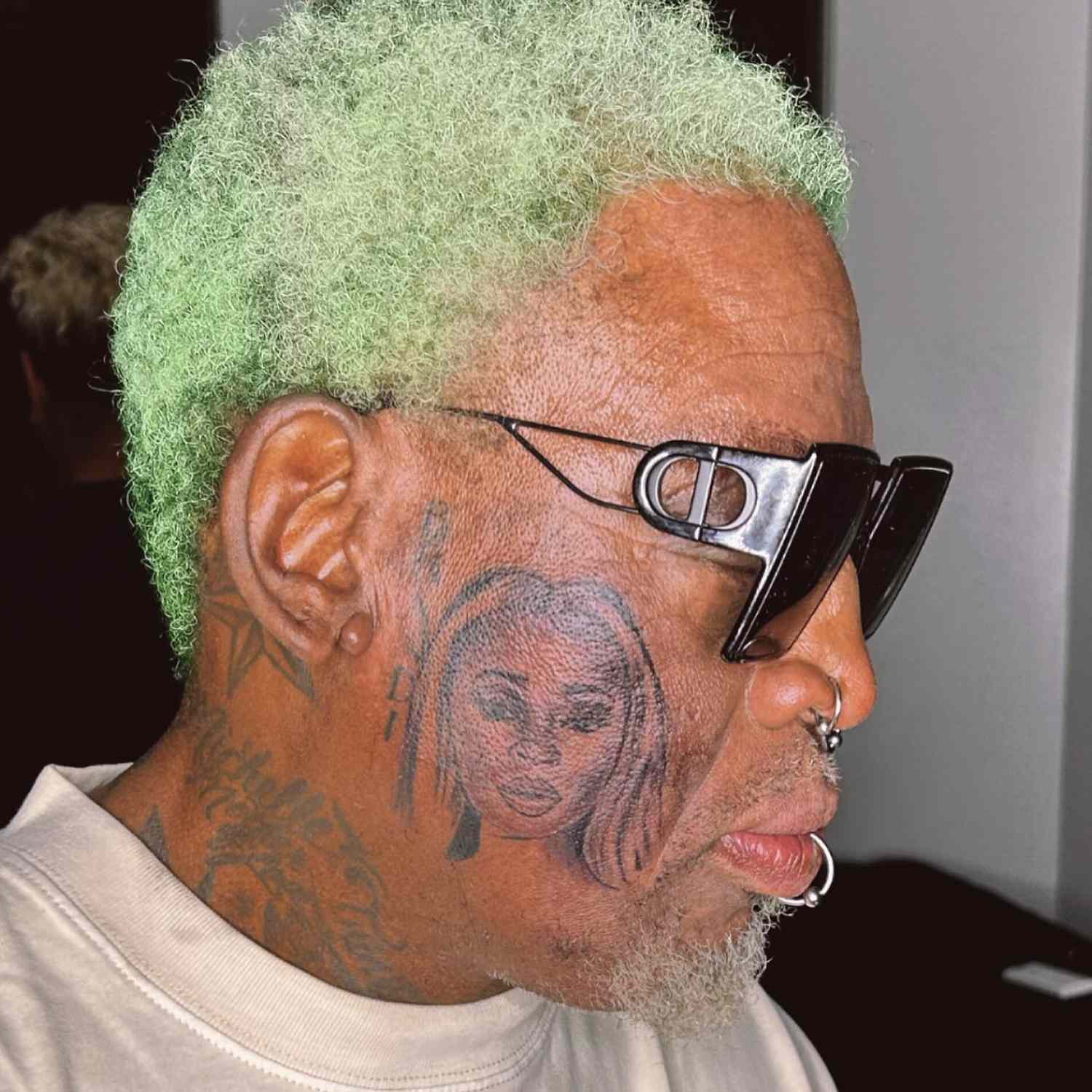 Dennis Rodman Gets Huge Tattoo of Girlfriend Yella Yella on His Face
