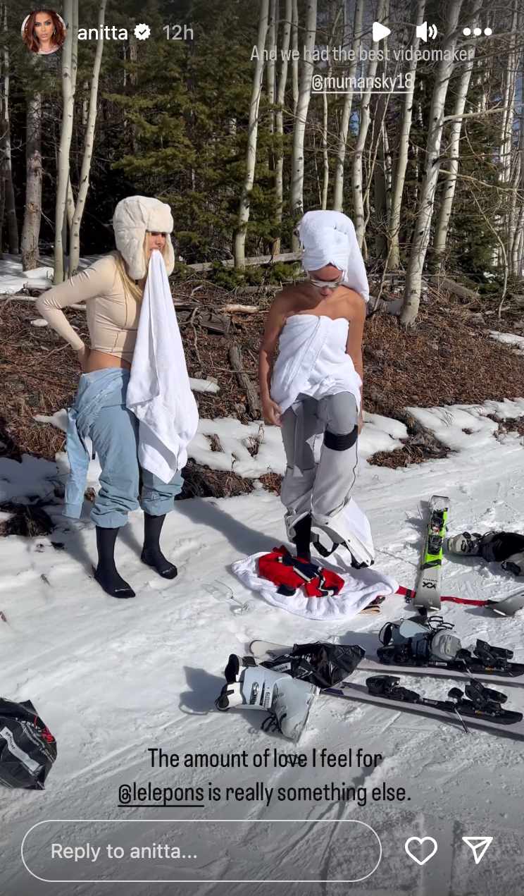 Anitta and Lele Pons Have Nearly Naked Ski, with Mauricio Umansky on