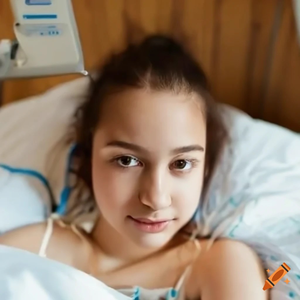 Girl taking a selfie in a hospital bed on Craiyon
