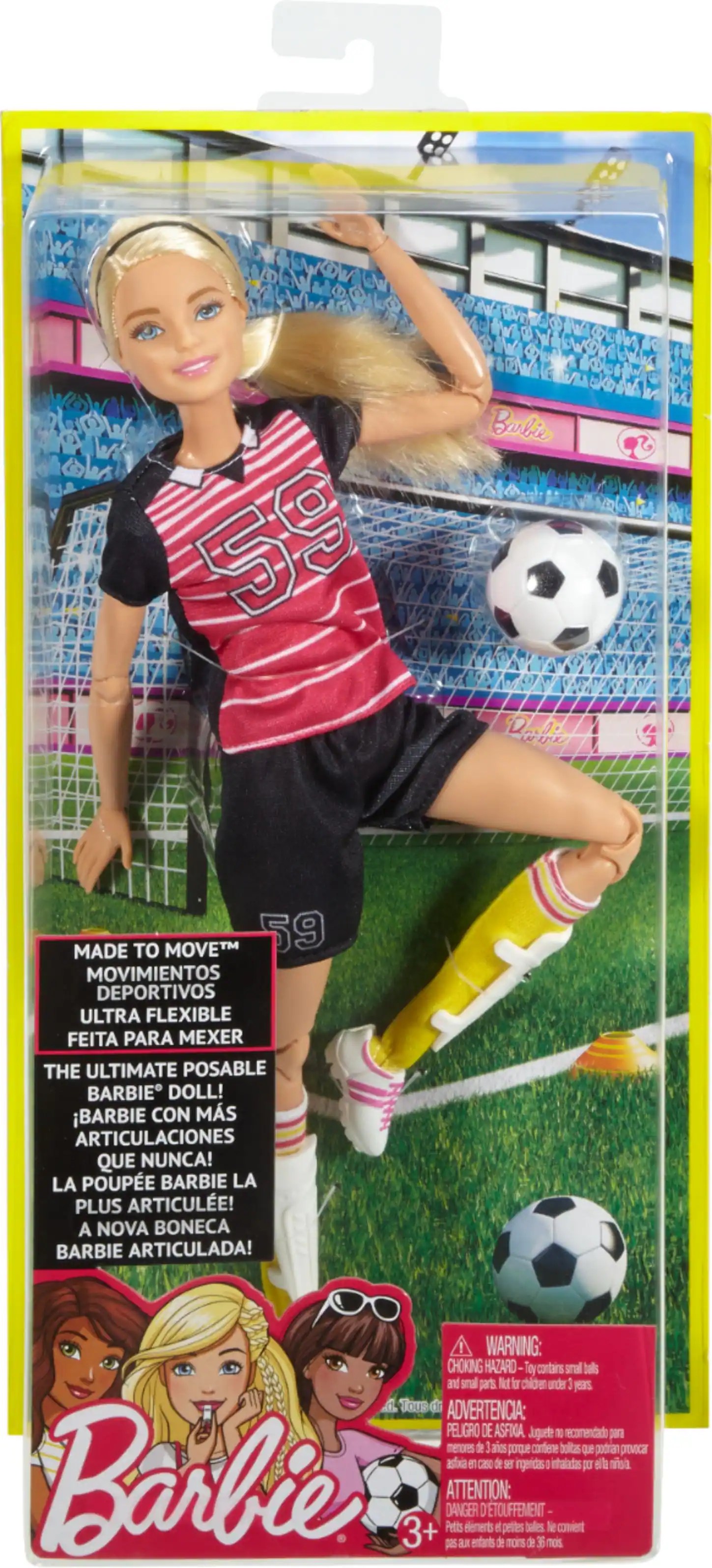 Best Buy Barbie Made To Move Soccer Player Doll Pink / Black DVF69