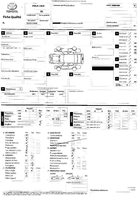 Fiche point de controle vehicule Blog sur les voitures