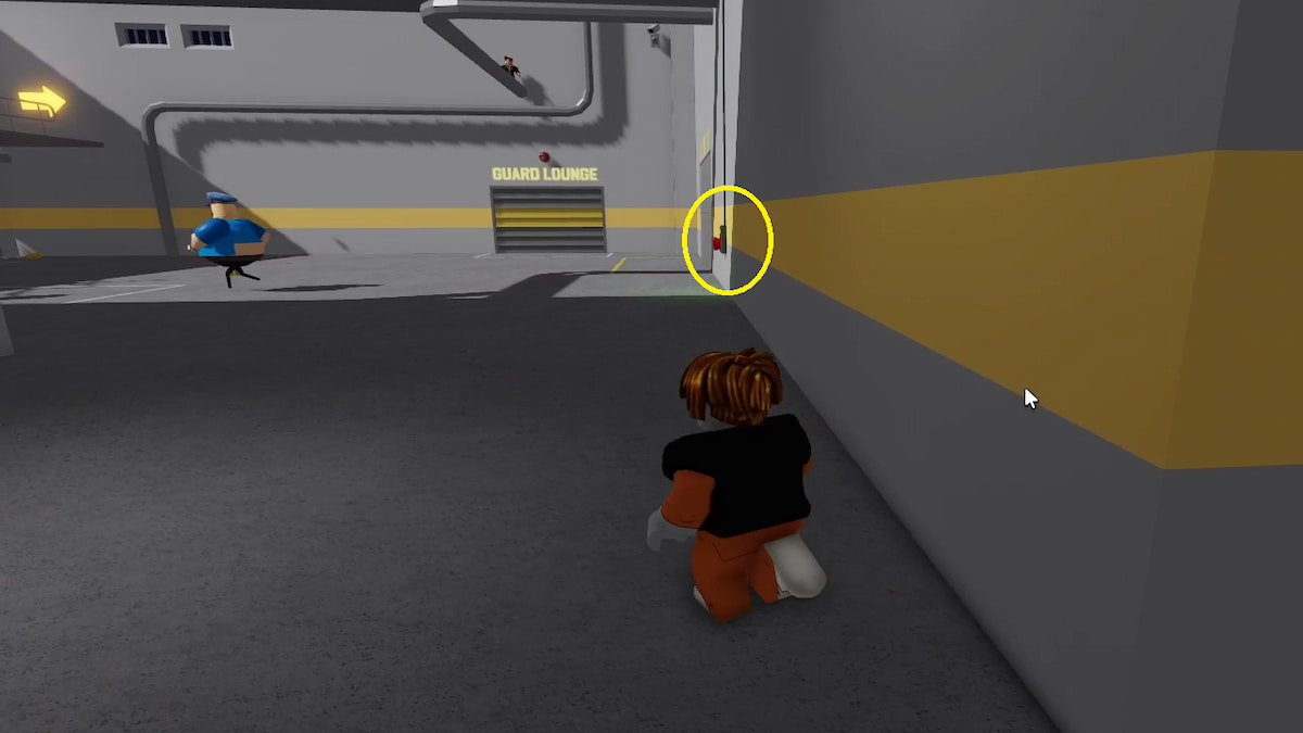 A player standing near a switch in Barry's Prison Run