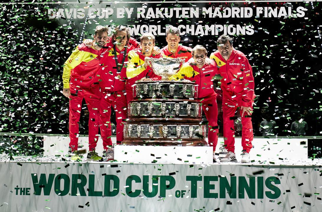Spain celebrate their 2019 Davis Cup championship.