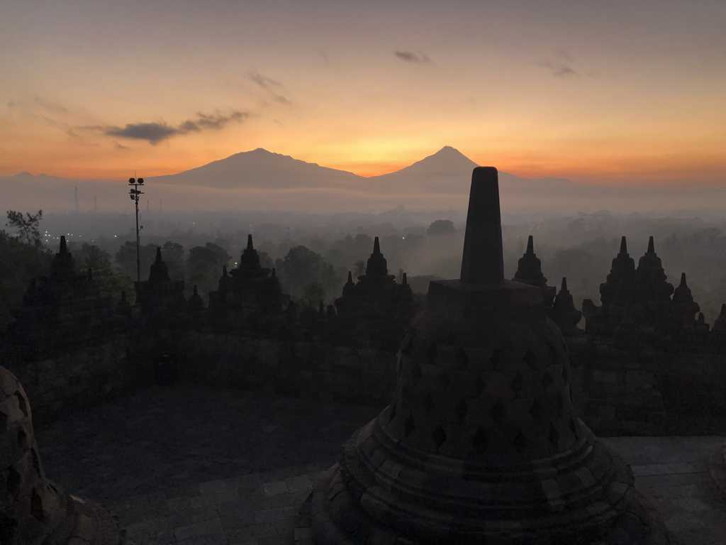 Sunrise in Borobudur Temple,