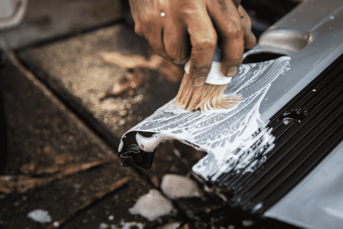 Scrub with cleaning solution How to Clean Galvanized Steel