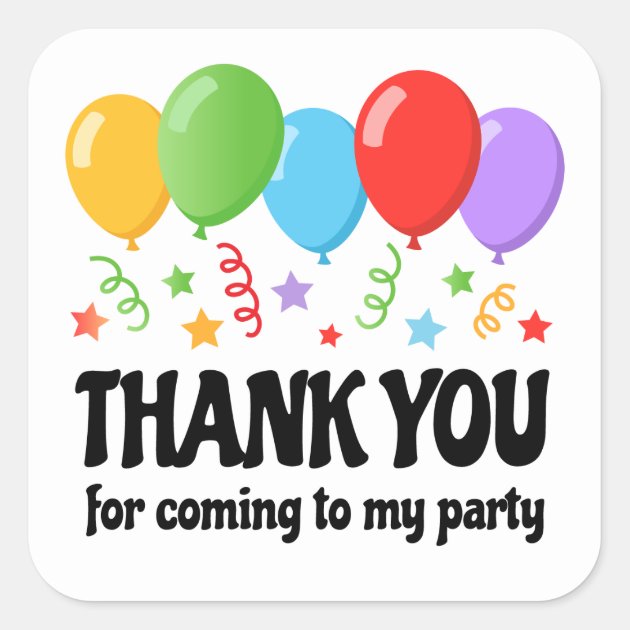 Thank you birthday party sticker with balloons Zazzle