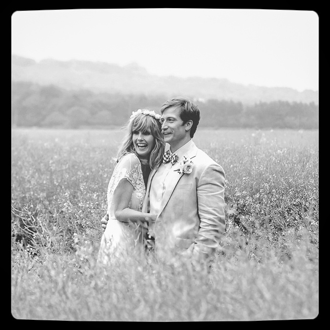 Kelly Reilly and Kyle Baugher moments after their wedding in a