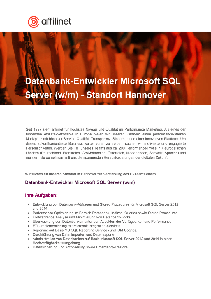DatenbankEntwickler Microsoft SQL Server (w/m