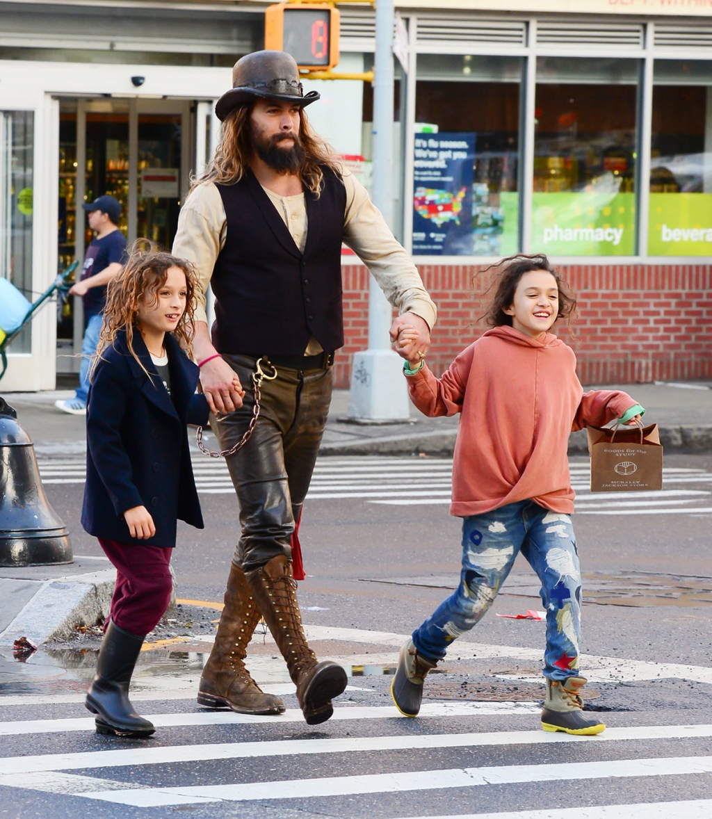 Jason Momoa takes a stroll with his kids Sandra Rose