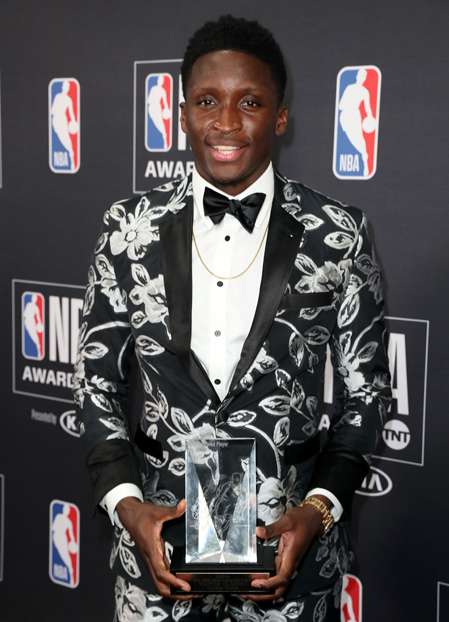 Most Improved Player Victor Oladipo attends the 2018 NBA Awards at