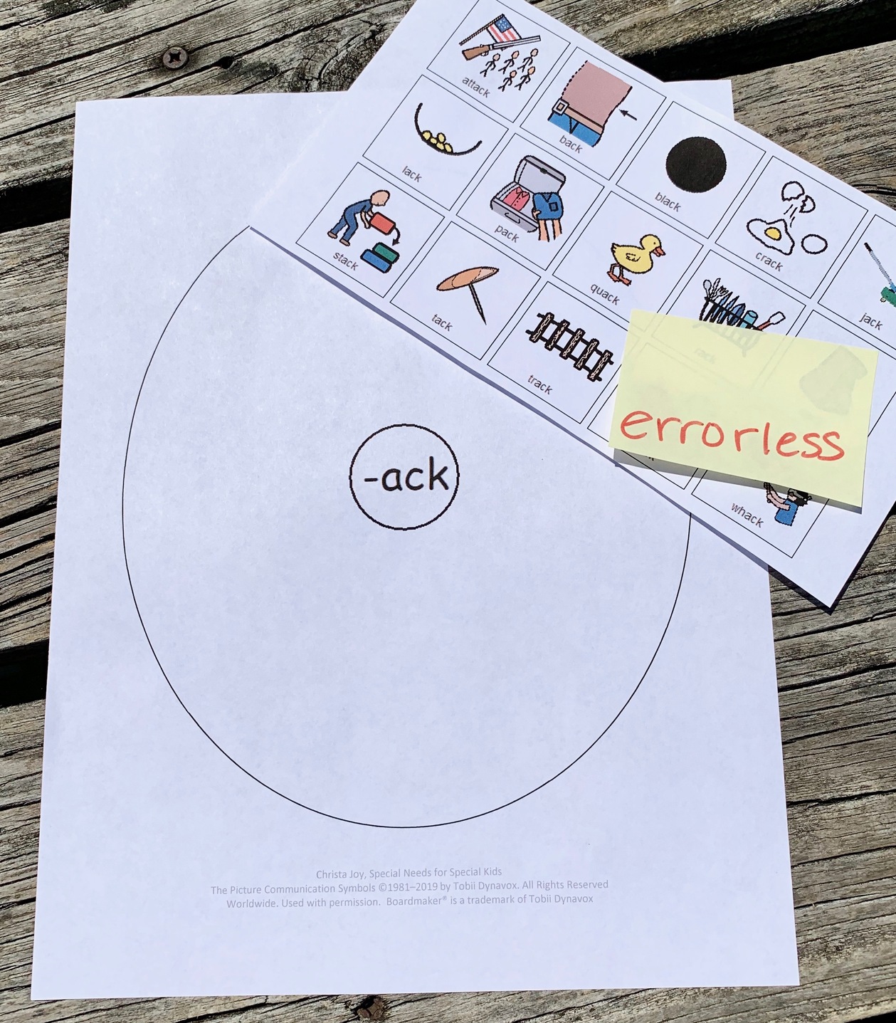 Errorless circle map for spelling unit.