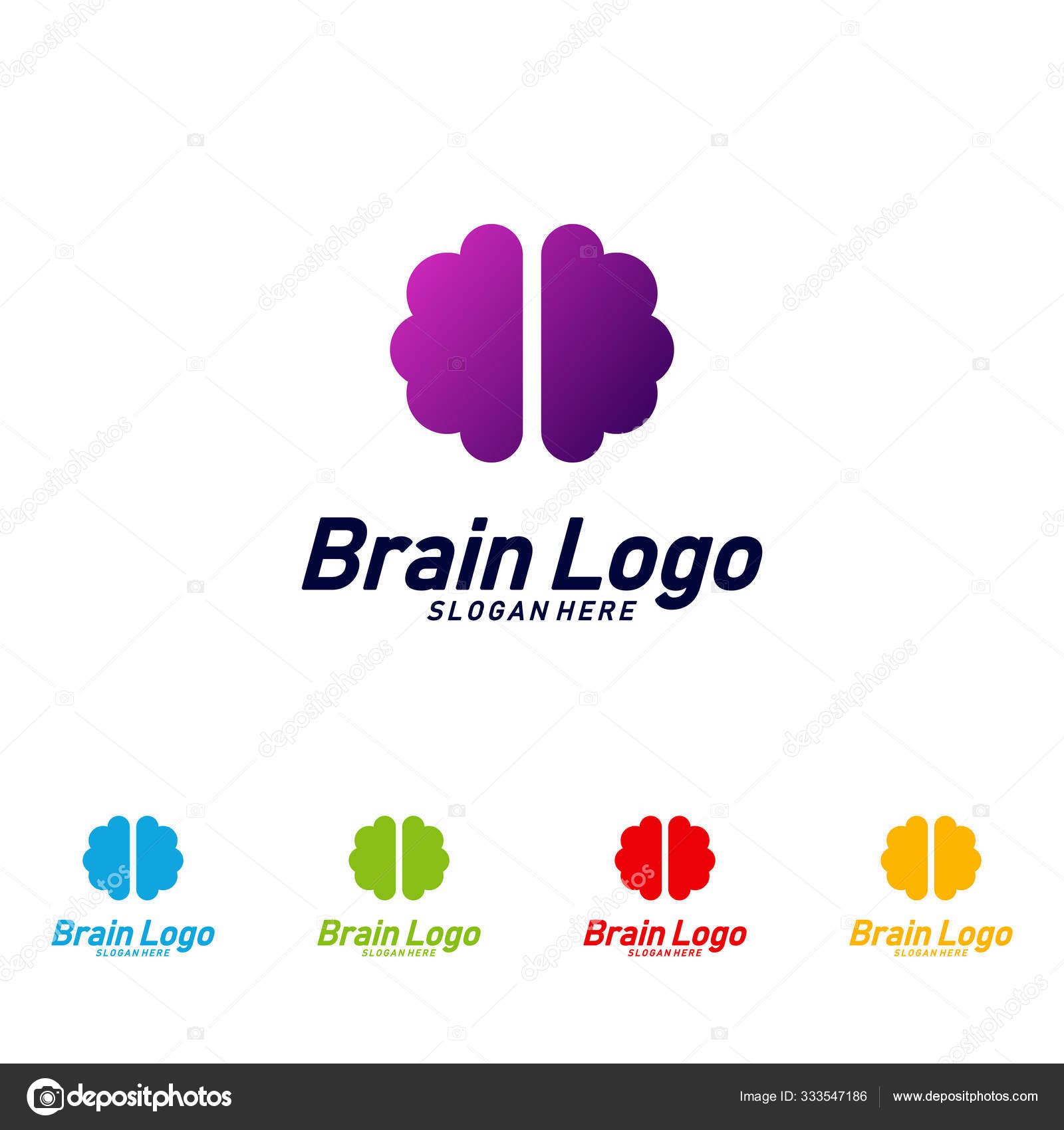 Vecteur de conception de logo de cerveau, Modèle de logo