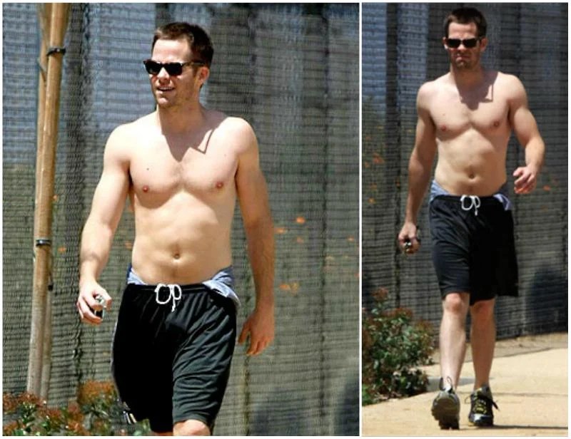 Chris Pine's height, weight. He trains to stay in shape at any time