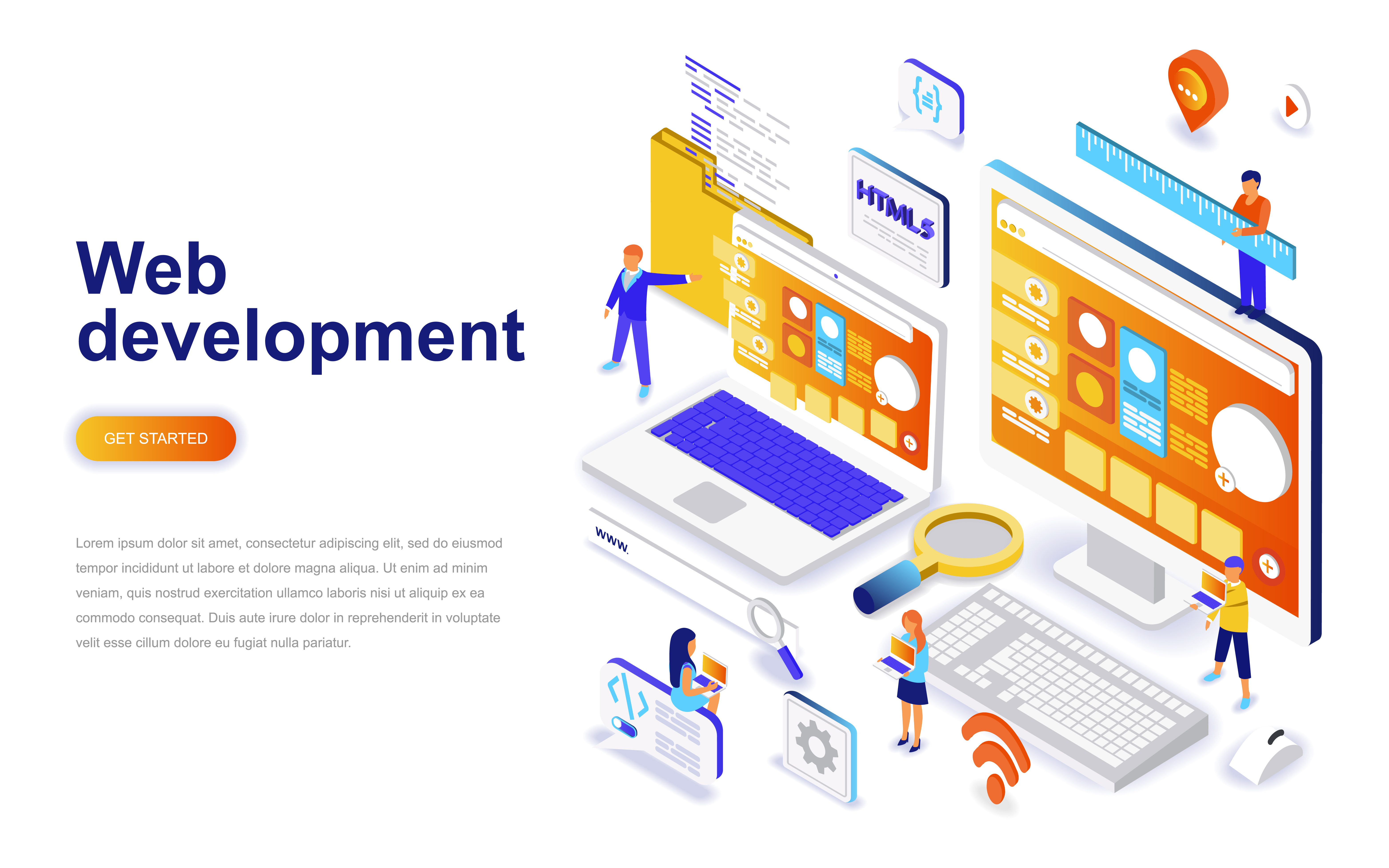 Web development modern flat design isometric concept