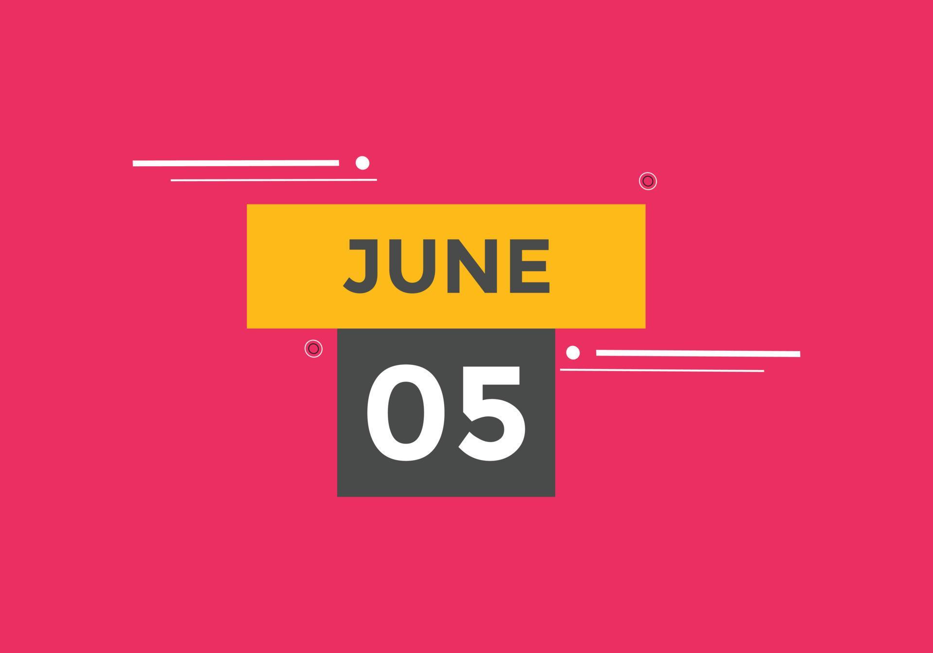 june 5 calendar reminder. 5th june daily calendar icon template