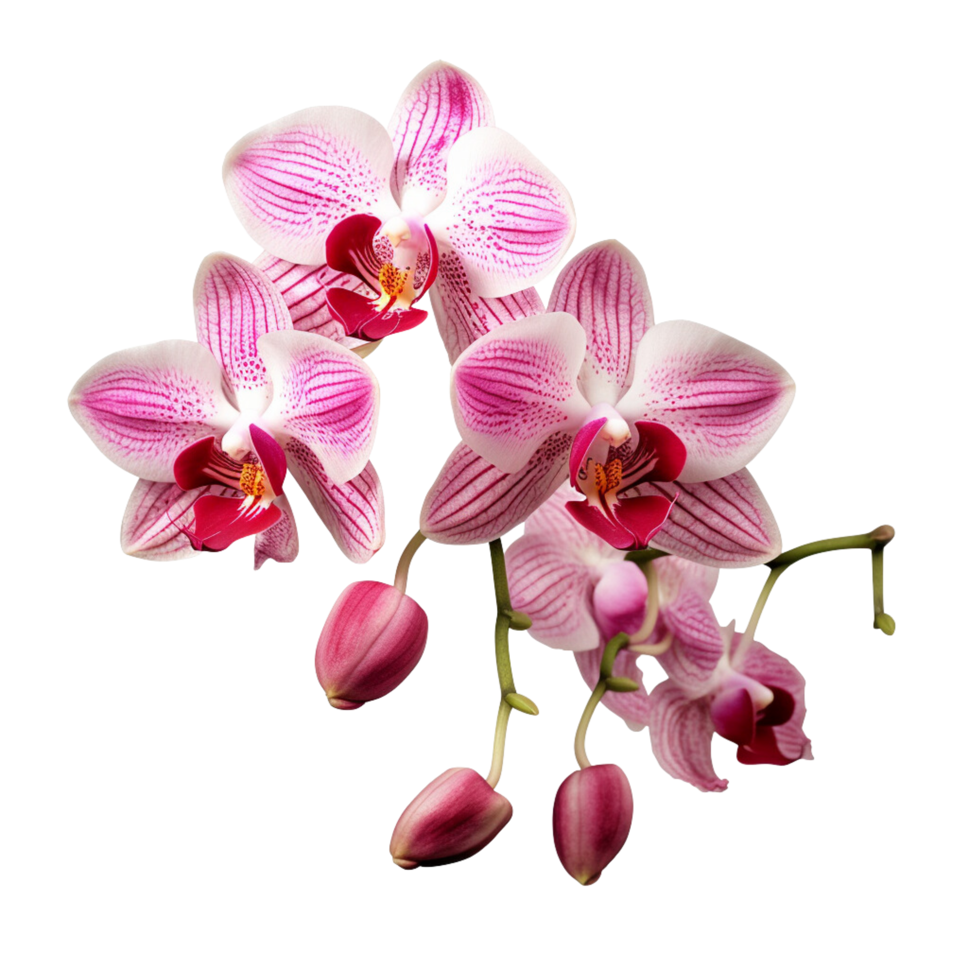 AI generated Orchids and bouquet of orchids, purple flowers translucent