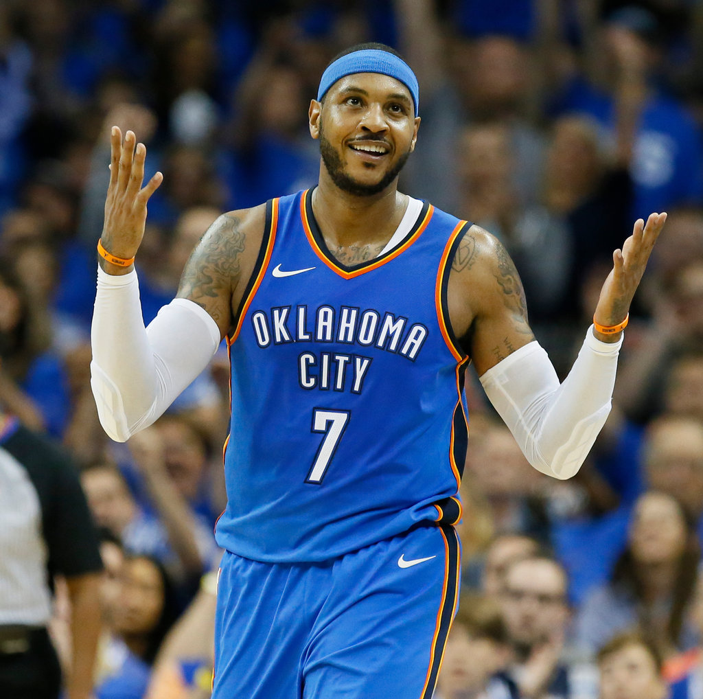 Carmelo Anthony, Looking Settled in His New Home, Helps Shut Down
