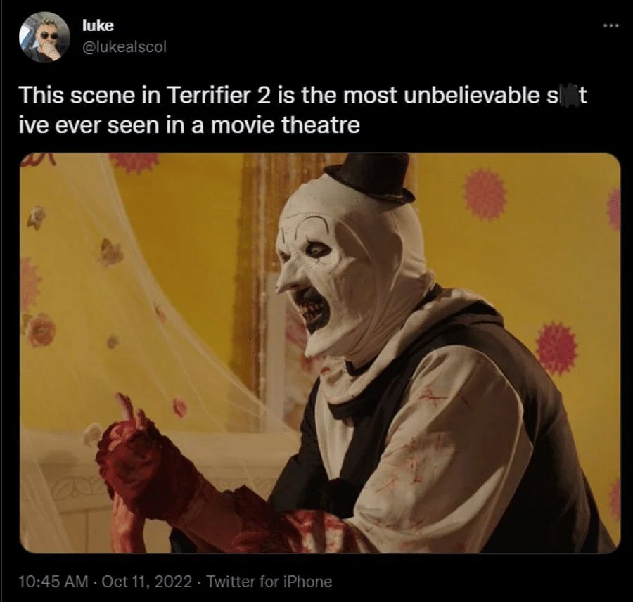 Terrifier 2 bedroom scene leaves viewers puking and fainting United