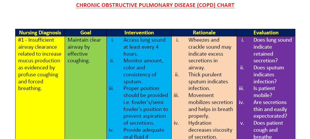 Copd Chronic Obstructive Pulmonary Disease Nursing Care Plan Techawarey