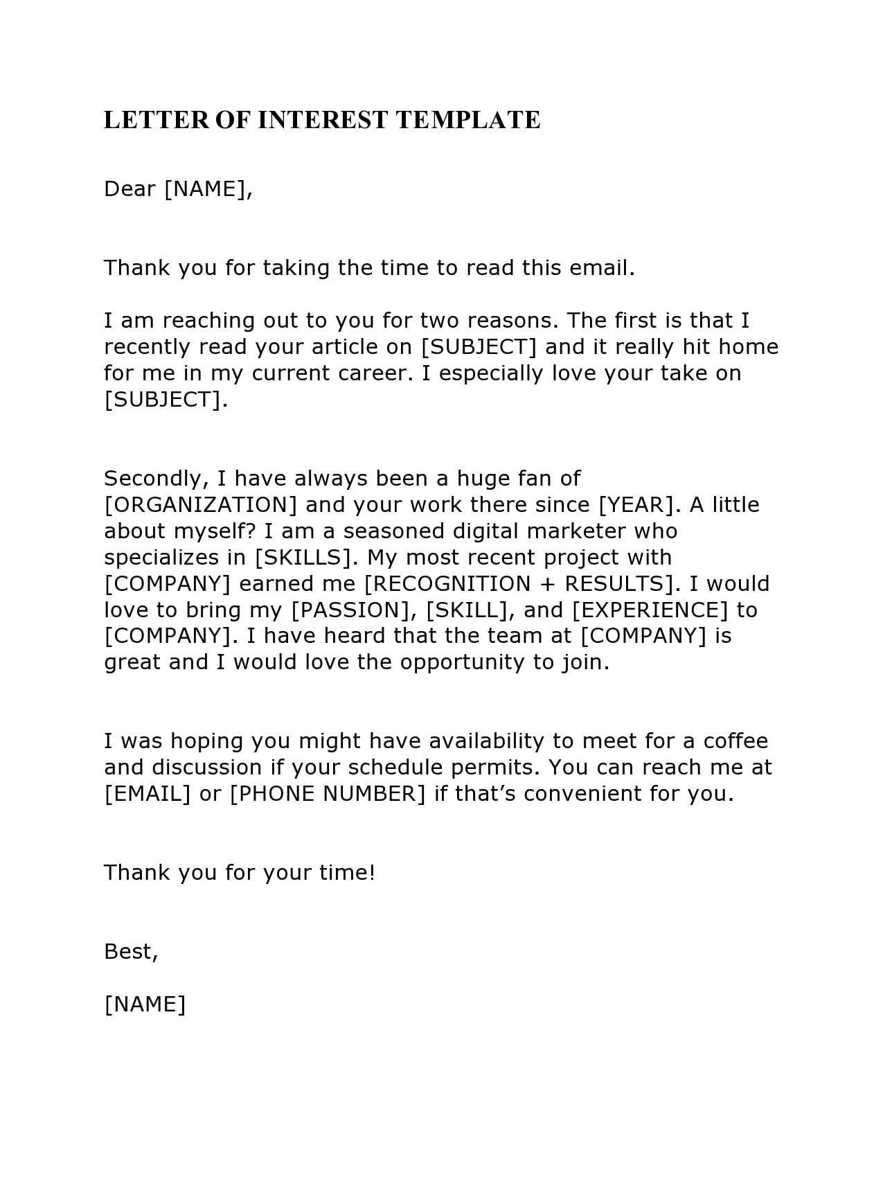 30 Editable Letter of Interest for a Job Templates