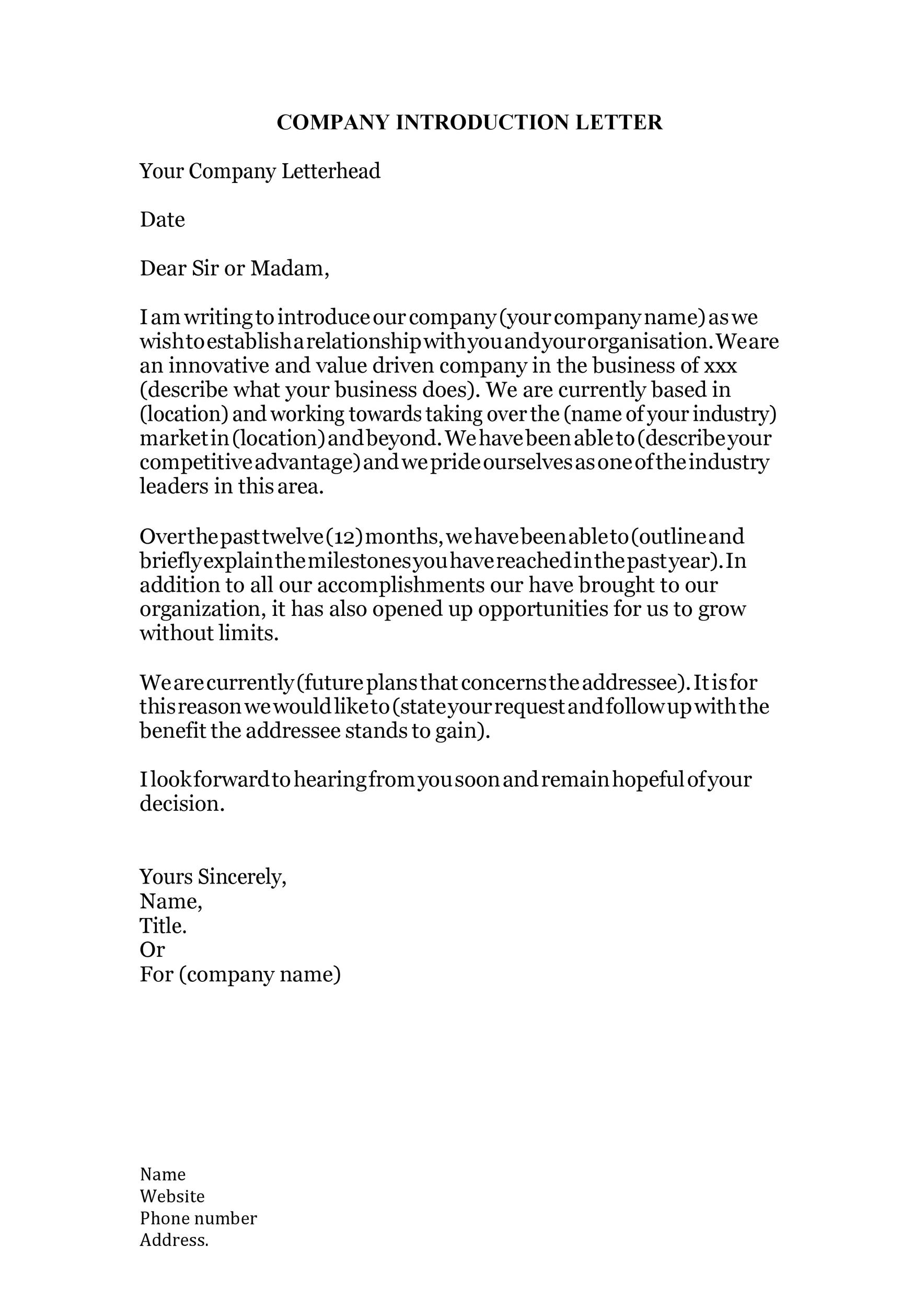 34 Free Business Introduction Letters (PDF & MS Word) ᐅ