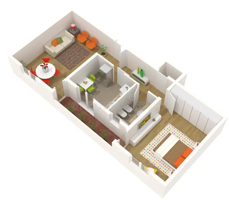Conception D'appartement Plan De L'étage 3d Illustration