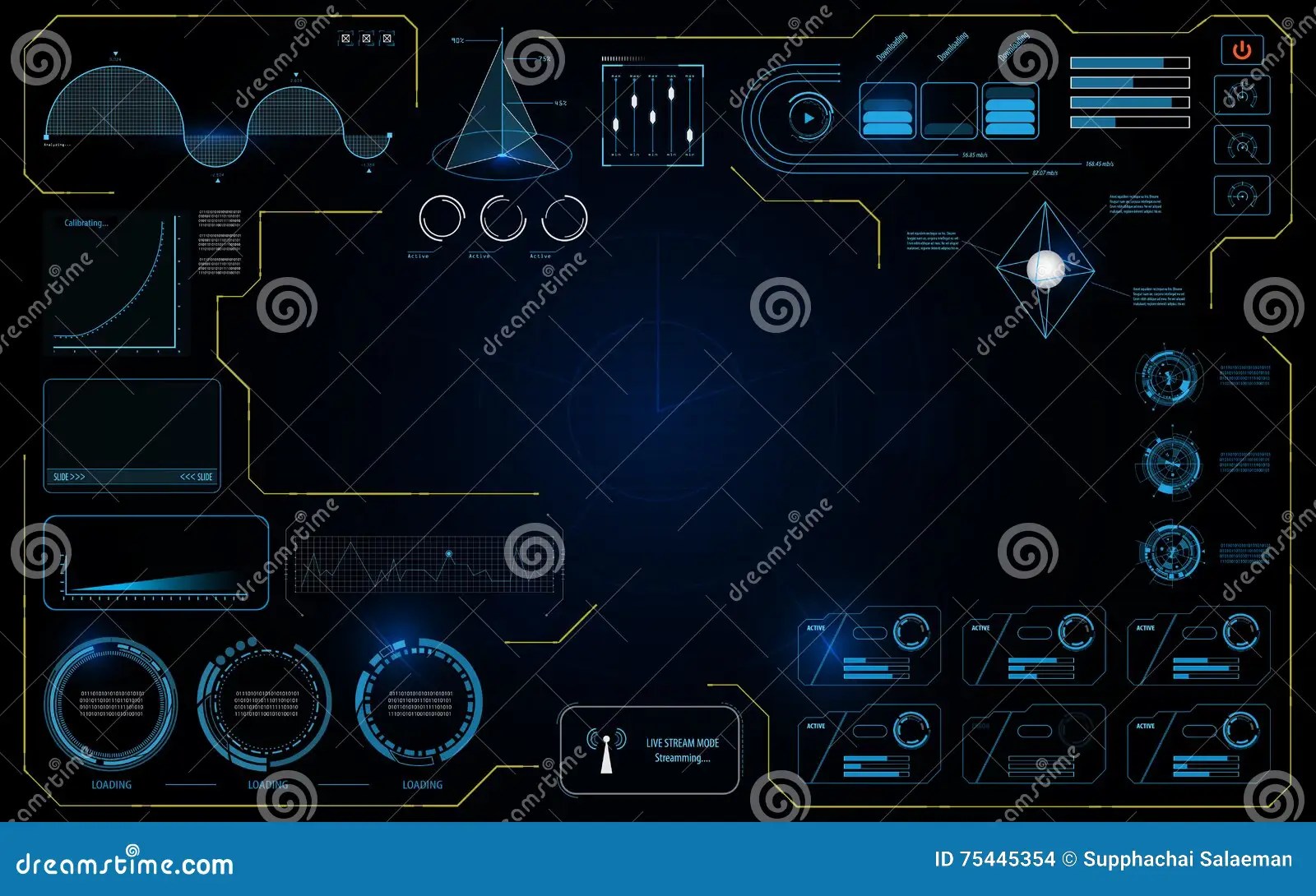 Hud Interface UI Data Technology Working Screen Infographic Design Concept Background Stock