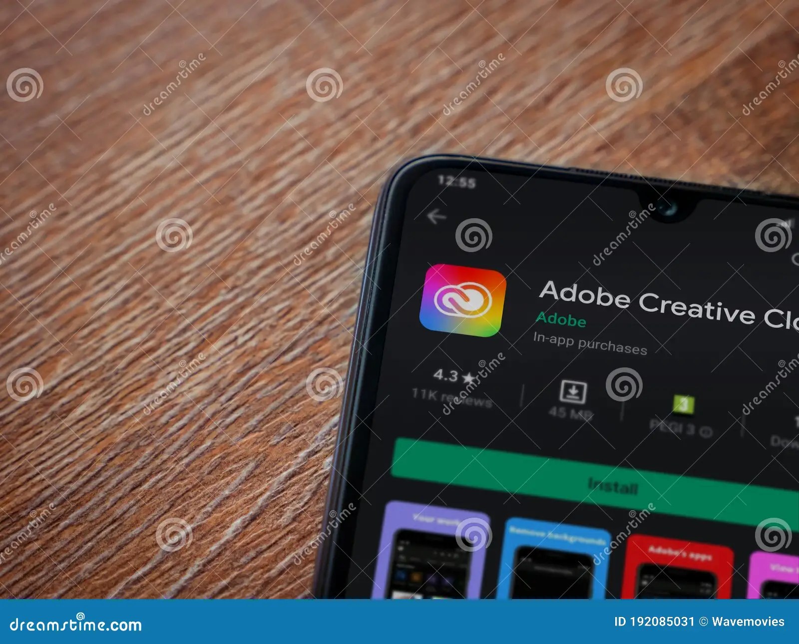 Adobe Creative Cloud App Play Store Page On Mobile