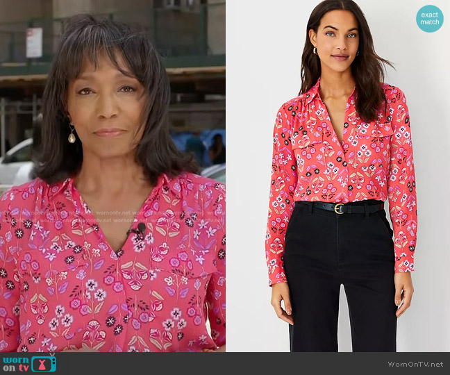 WornOnTV Rehema Ellis’s pink floral blouse on NBC News Daily Clothes