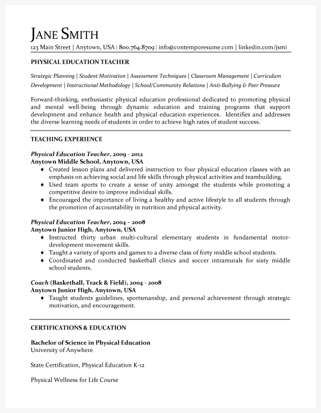 How much do physical education teachers make?. Resume Examples Junior