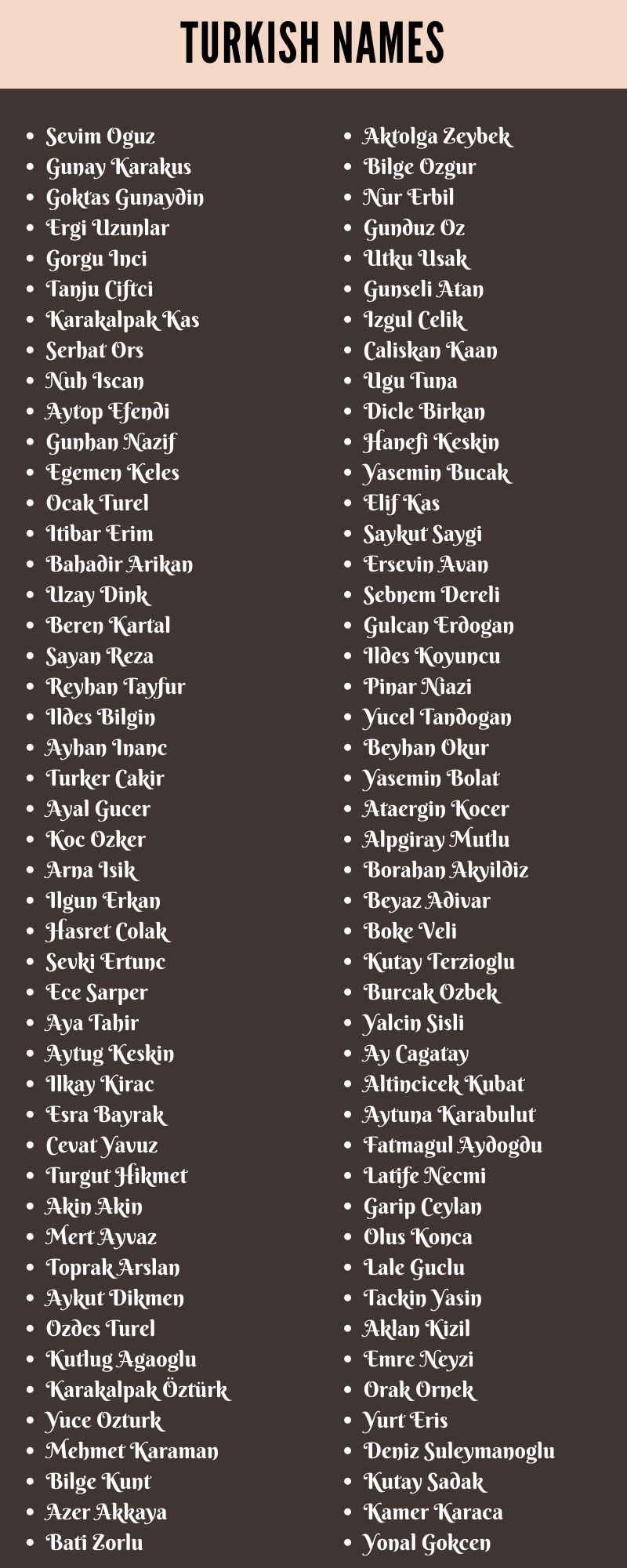 400 Best Turkish Names That You Will Like