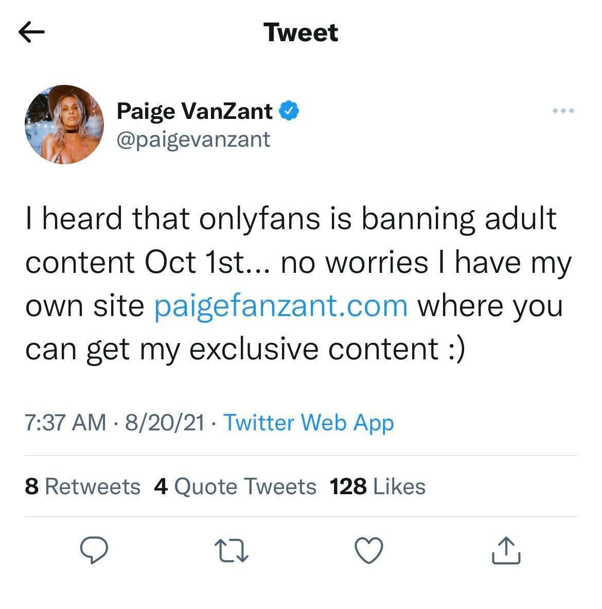 Paige VanZant Reveals ‘Ban’ On Only Fans