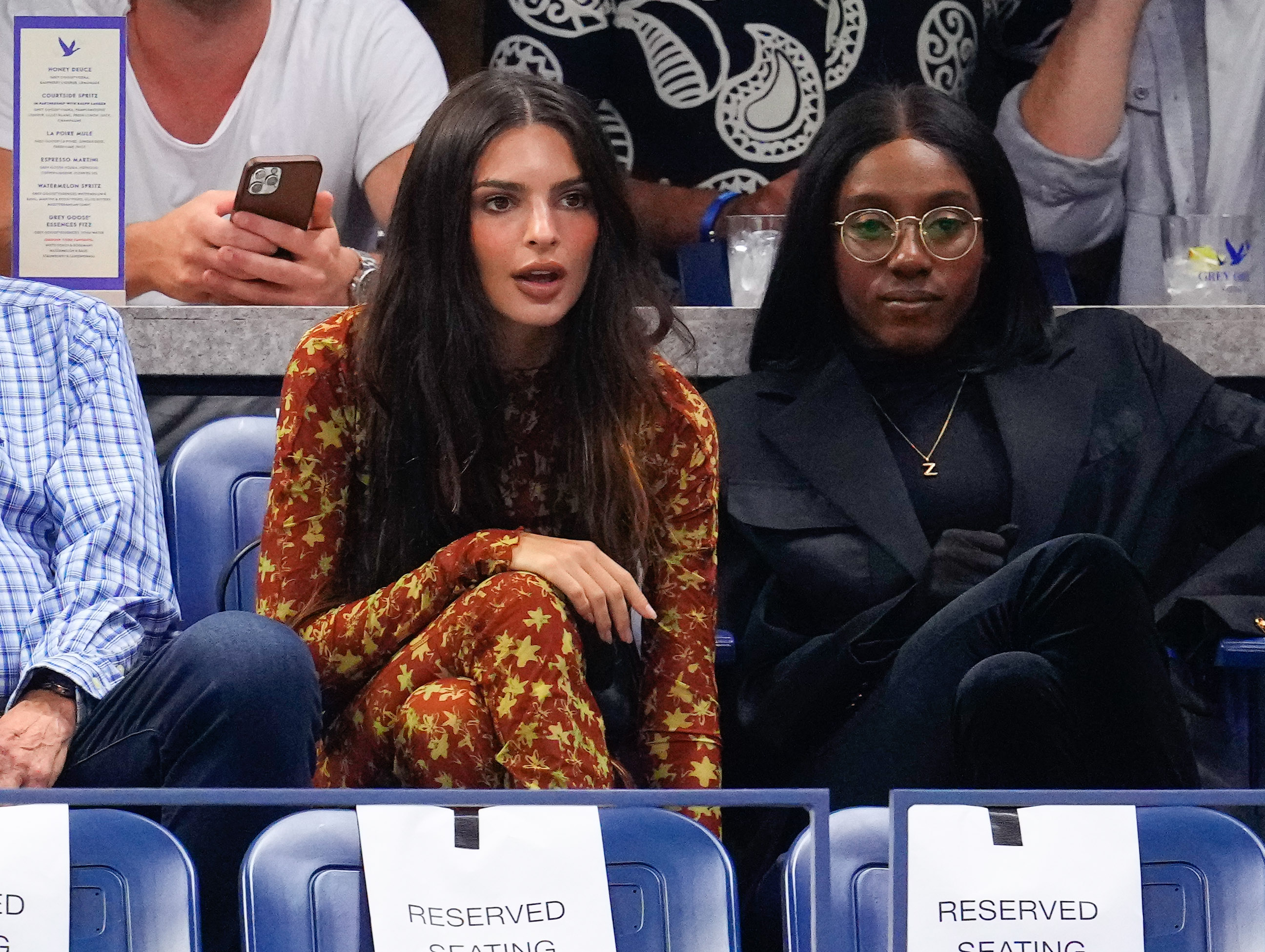 Emily Ratajkowski Wears Starry Knwls Look at U.S. Open with Ziwe