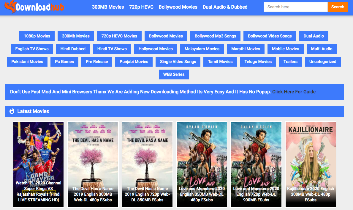 Downloadhub 2020 300MB Dual Audio Bollywood Movies Download